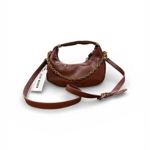 Steve Madden Chestnut Leather Shoulder Bag/Crossbody Bag with Gold Chain NWT